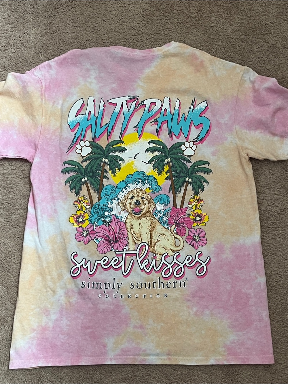 Simply Southern Women’s Pink & Peach Tie-Dye Short Sleeve Tee M